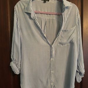 Button Down Blue and White Top